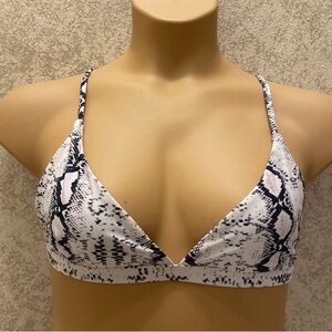 SHEIN Black and White Snake Print Bikini Top